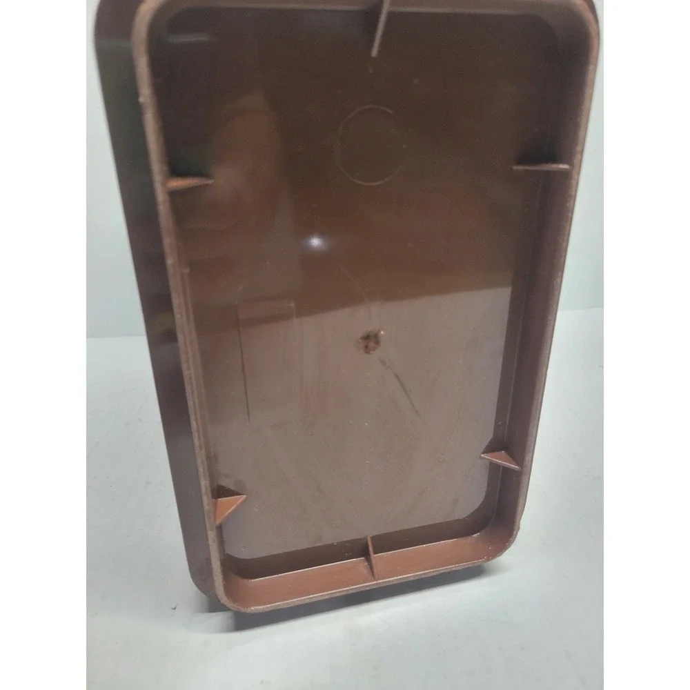 Vintage Brown Plastic Wastebasket with White Butterfly Graphic Small‎ Trash Can